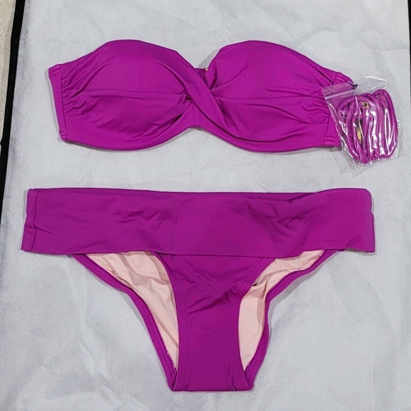 Victoria's Secret Beautifyl Purple Violet Bandeau / Convertible Bikini Swim Set - Picture 3 of 7